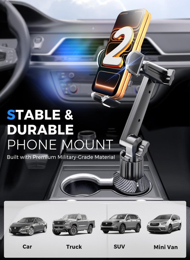 eSamcore Cup Holder Phone Holder, 15" Height Car Cup Holder Phone Mount Heavy-Duty Holders for Your Car Truck Cupholder with Expandable Base Fit for iPhone 17/16/ 15, 4.7”-7” Cellphone - Image 2