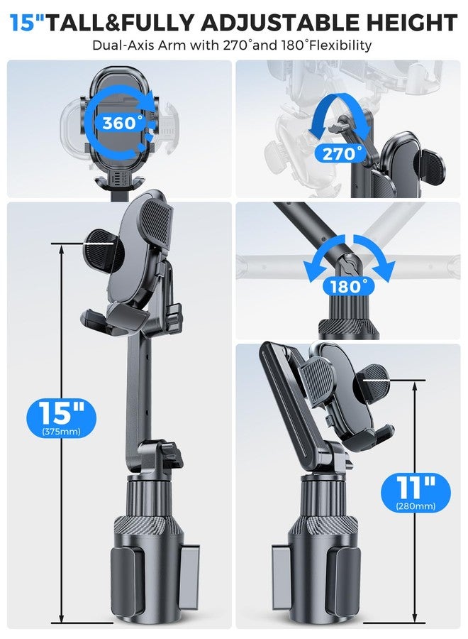 eSamcore Cup Holder Phone Holder, 15" Height Car Cup Holder Phone Mount Heavy-Duty Holders for Your Car Truck Cupholder with Expandable Base Fit for iPhone 17/16/ 15, 4.7”-7” Cellphone - Image 4