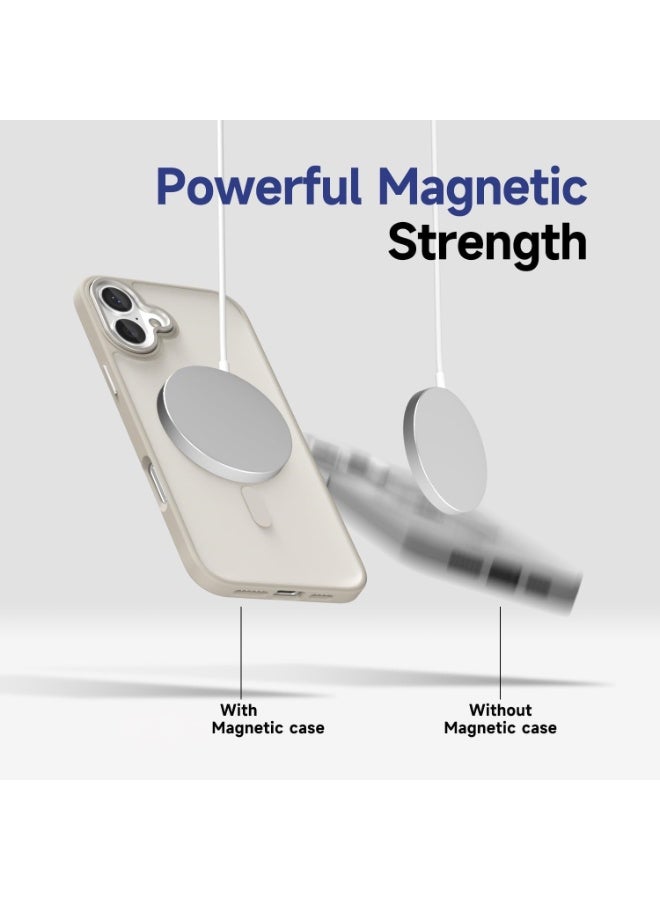 ACLIX Magnetic Case for iPhone 16 [Shockproof & Slim] Matte Hard Back Cover with high-Grade Protection | Natural titanium - Image 2