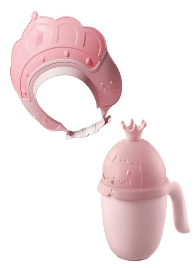 kokibebe' Kokibebe Baby Shower Cap for Kids with Bath Rinse Cup, Adjustable Toddler Hair Washing Shield Hat Baby Bath Visor Shampoo Hat for Toddlers 0-12 Years (Pink) - Image 1