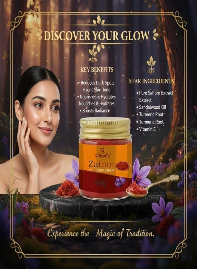Oilanic Zafran Whitening Cream with Saffron100gms (Pack of 2) - Brightening Face Cream for Dark Spots, Pigmentation & Youthful Radiant Skin - Image 3