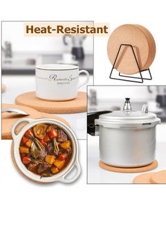 Excefore Cork Trivet, 5 Pack 7.5 Inches Round Cork Coasters with Plate Holders Organizer, Extra Thick Reusable Cork Mats for Hot Pots, Pans, Kettles, and Crafts  - Image 3