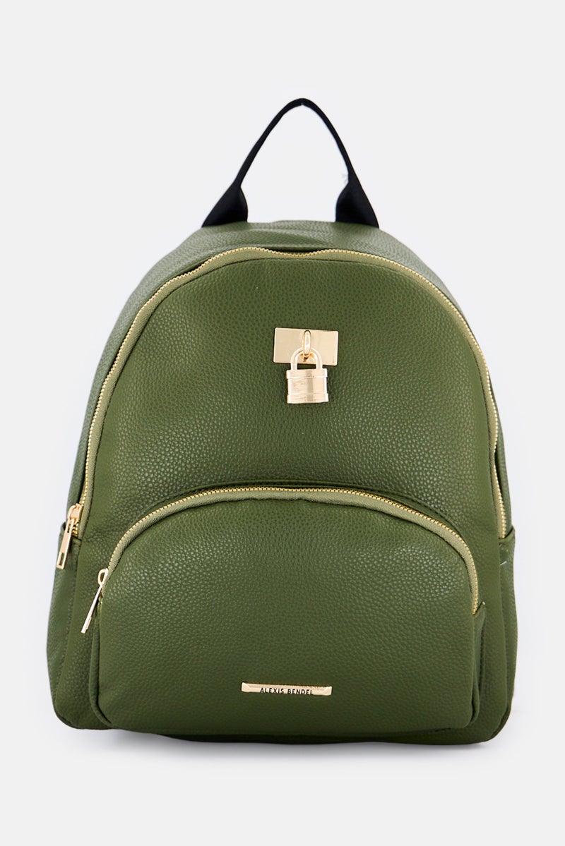 Alexis Bendel Women Brand Logo Backpack, Olive - Image 1