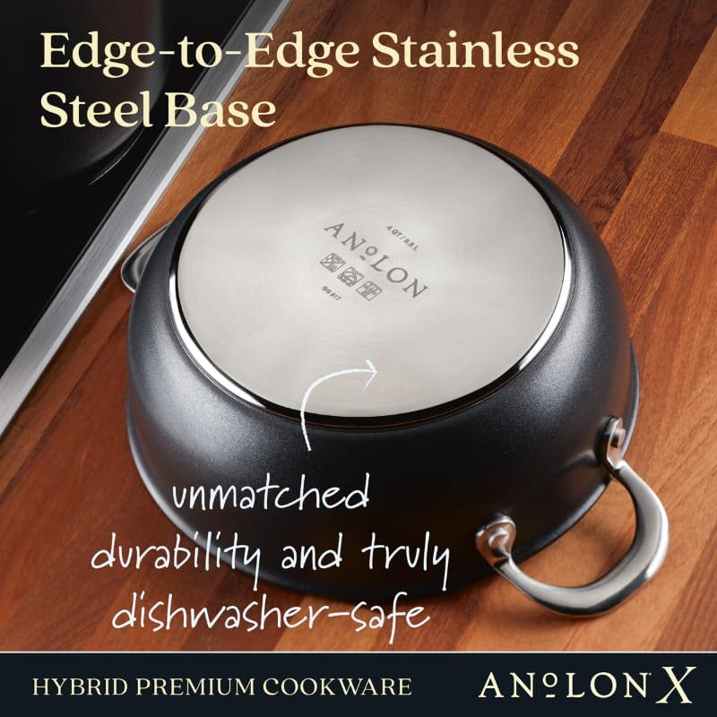Anolon X Hybrid Nonstick Casserole Pan with Lid Dark Gray - Image 5