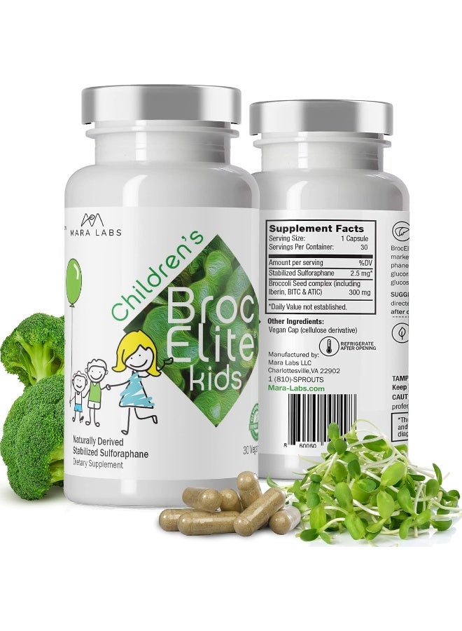 BrocElite Stabilized Sulforaphane - Vegetable Supplement For Kids - Broccoli Extract - Joint Support And Neuron Supplement For Children - 30 Ct - Image 1