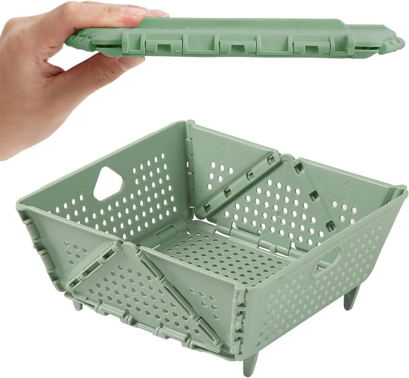 ATETO Foldable Fruit Holder Storage Basket with Drainage Versatile Plastic Collapsible Colander Drain Resting Feet Kitchen Food Strainer Drainer SpaceSaving 1Pcs - Image 4