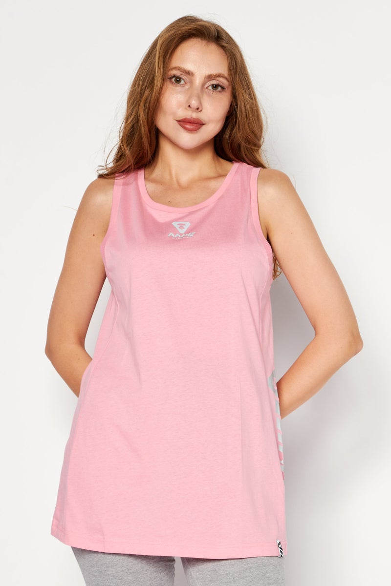 Aape By A Bathing Ape Women Crew Neck Sleeveless Brand Logo Tank Top, Pink - Image 1