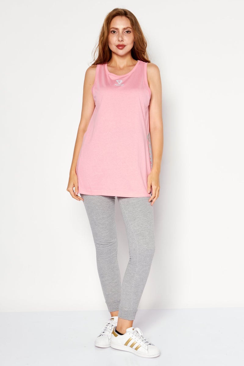 Aape By A Bathing Ape Women Crew Neck Sleeveless Brand Logo Tank Top, Pink - Image 4