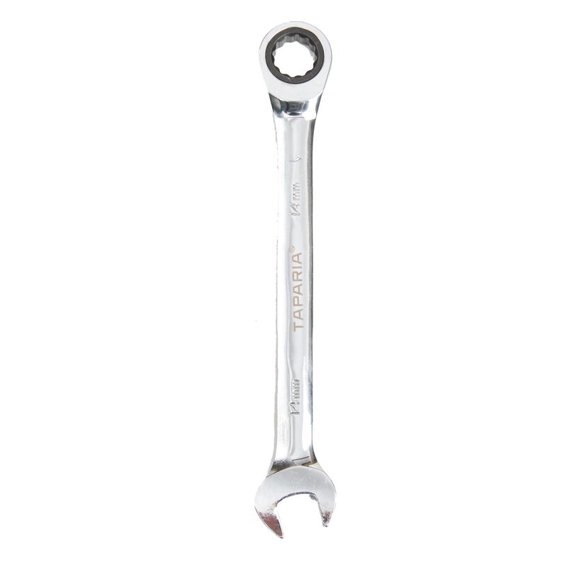 Taparia 14mm Gear Wrench Combination Spanner made of Chrome Vanadium Steel, Combination Ratchet Spanner, CrV Steel Mirror polish Finish, Anti Rust coating - Image 5