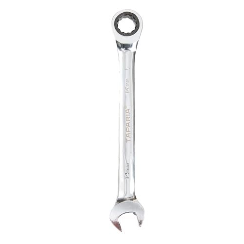 Taparia 14mm Gear Wrench Combination Spanner made of Chrome Vanadium Steel, Combination Ratchet Spanner, CrV Steel Mirror polish Finish, Anti Rust coating - Image 1