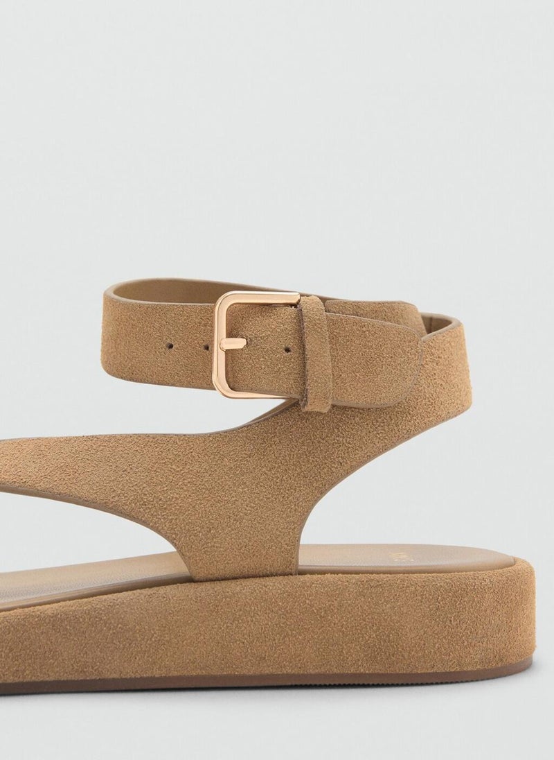 MANGO Casual Wide Strap Leather Sandals  - Image 3