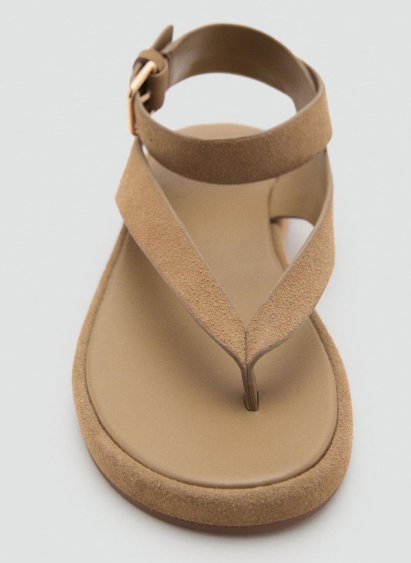 MANGO Casual Wide Strap Leather Sandals  - Image 4