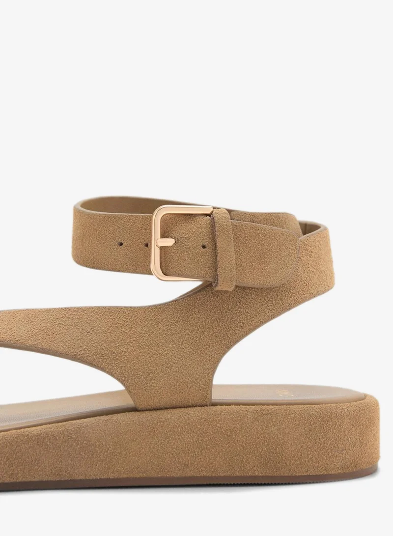 Mango  Casual Wide Strap Leather Sandals for Women | Best Price UAE