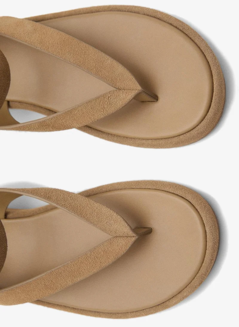 Mango  Casual Wide Strap Leather Sandals for Women | Best Price UAE