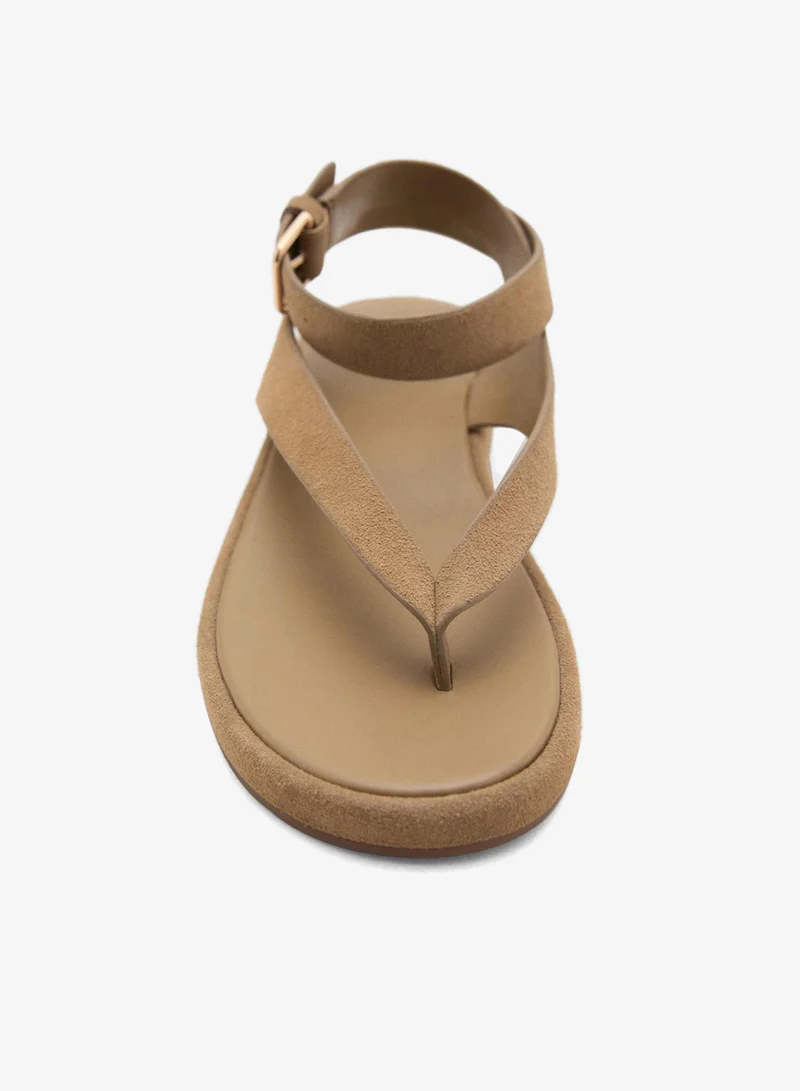 Mango  Casual Wide Strap Leather Sandals for Women | Best Price UAE