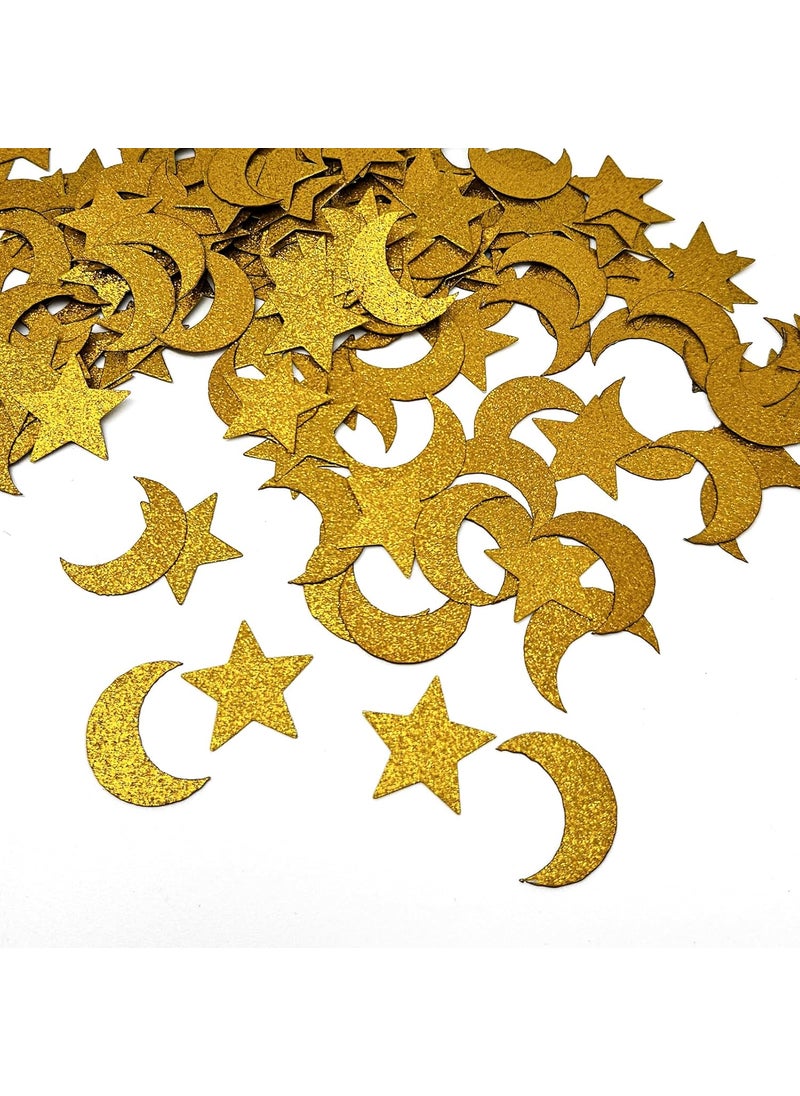 ZOOYOO ZOOYOO Glitter Gold Star Moon Confetti for Ramadan Decor Wedding Baby Shower Party Supplies Double Sided Shiny Table Scatter 12 Inch 200pcs  - Image 1
