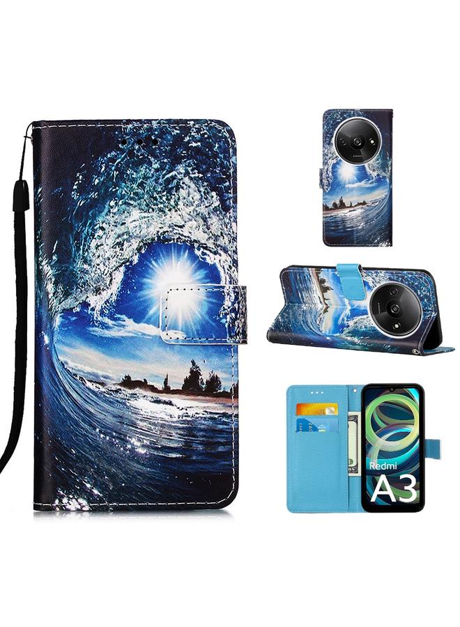 The Bros Case For Xiaomi Redmi A3 Colored Drawing Pattern Plain Weave Leather Phone Case