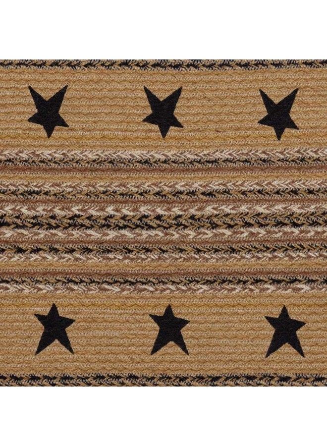 VHC Brands Kettle Grove Jute Runner With Stencil Stars Border 13X36 Primitive Country Braided Kitchen Tabletop Design Caramel Brown - Image 3