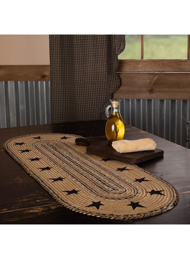 VHC Brands Kettle Grove Jute Runner With Stencil Stars Border 13X36 Primitive Country Braided Kitchen Tabletop Design Caramel Brown - Image 4