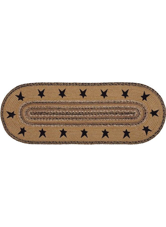VHC Brands Kettle Grove Jute Runner With Stencil Stars Border 13X36 Primitive Country Braided Kitchen Tabletop Design Caramel Brown - Image 2