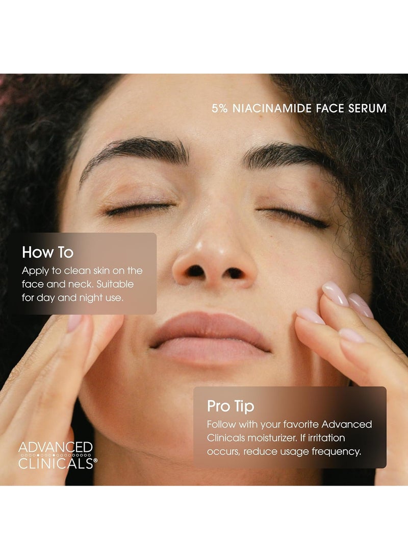 Advanced Clinicals Niacinamide Serum | 5% Niacinamide Serum For Face With Hyaluronic Acid, Ferulic Acid, Aloe Vera, & Fruit Extracts Helps Improve Look Of Dark Spots & Uneven Skin Tone, 1.75 Fl Oz - Image 4