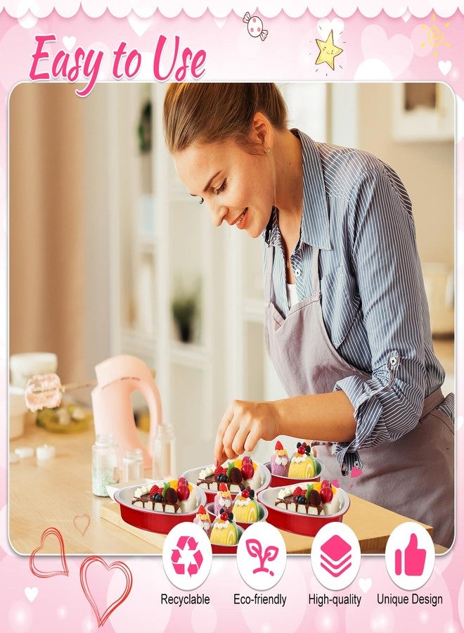 Meanplan 30 Pcs Heart Cake Pan Aluminum Heart Shaped Pan with Lids Valentine's Day Disposable Foil Cake Containers with Lids, Red(21 Oz, 9 oz) - Image 4