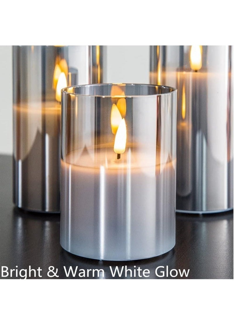Flameless Flickering Electric Candles with Remote, 3 Pack Realistic LED Fake Candles, for Birthday Party/Wedding (Grey) - Image 5