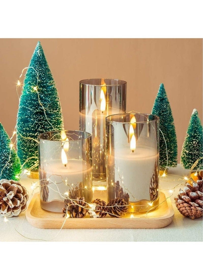 Flameless Flickering Electric Candles with Remote, 3 Pack Realistic LED Fake Candles, for Birthday Party/Wedding (Grey) - Image 4