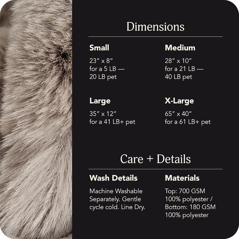 UnHide Floof Pet Bed - Small (23" x 8") - Extra Soft Dog Bed - Removable Faux Fur Cover - Machine Washable - Helps Ease Pet Anxiety & Provides The Perfect Sleep - Taupe Ducky - Image 3