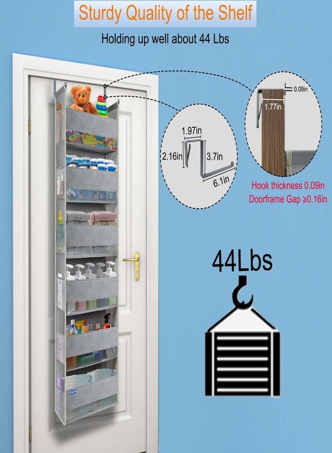 roomtalk Large-Sized Over The Door Hanging Organizer 6-Shelves and 12 Side Pockets, Over The Door Storage Organizer, Back of Door Organizers for Baby Accessories and Kid's Toys (15.75"x 6"x 61", Grey) - Image 4
