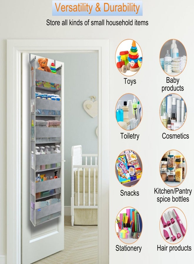 roomtalk Large-Sized Over The Door Hanging Organizer 6-Shelves and 12 Side Pockets, Over The Door Storage Organizer, Back of Door Organizers for Baby Accessories and Kid's Toys (15.75"x 6"x 61", Grey) - Image 3
