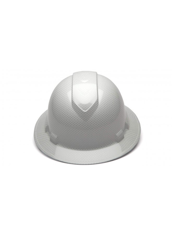 Pyramex Safety Pyramex Ridgeline Full Brim Hard Hat, 4-Point Ratchet Suspension, Shiny White Graphite Pattern  - Image 2
