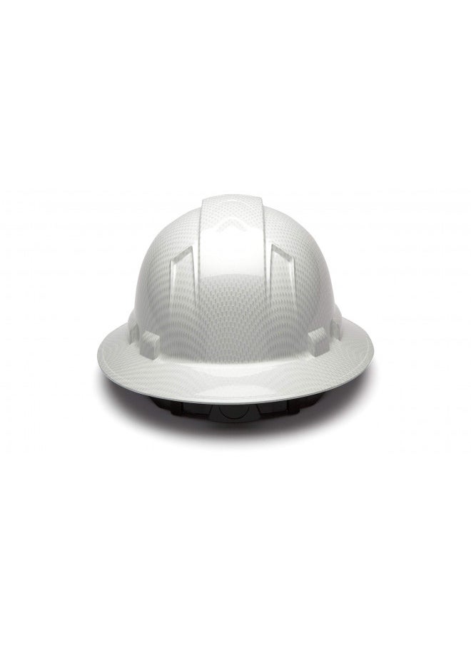 Pyramex Safety Pyramex Ridgeline Full Brim Hard Hat, 4-Point Ratchet Suspension, Shiny White Graphite Pattern  - Image 4