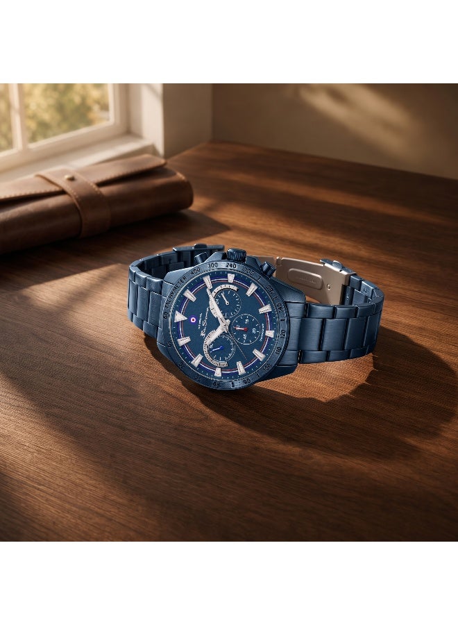 Ben Sherman Liverpool  Blue Dial Blue Stainless Steel Bracelet Chronograph Watch for Men, 44mm - Image 4