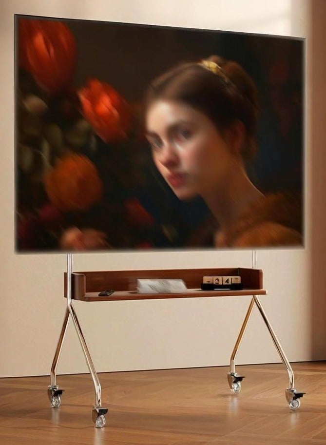 XiuWoo Rolling TV Floor Stand for 32 to 75 inch TVs with Shelf Storage Base,Solid Wood Mobile TV Stand Floor Stand Vertical Wheeled Cart Suitable for Bedroom, Outdoor - Image 1