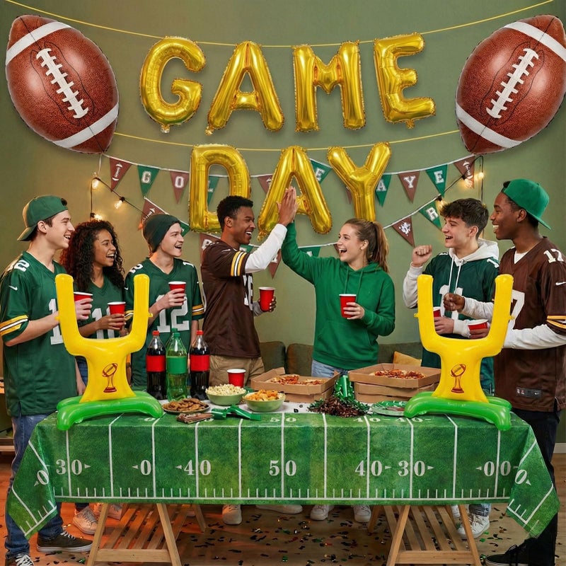 froufing Football Party Decorations Includes Football Goalpost Game Day banner Foil Balloons for Kids Adults Sports Theme Touch down Birthday Major Tailgating Season Celebration Supplies - Image 5