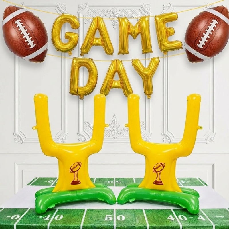 froufing Football Party Decorations Includes Football Goalpost Game Day banner Foil Balloons for Kids Adults Sports Theme Touch down Birthday Major Tailgating Season Celebration Supplies - Image 1