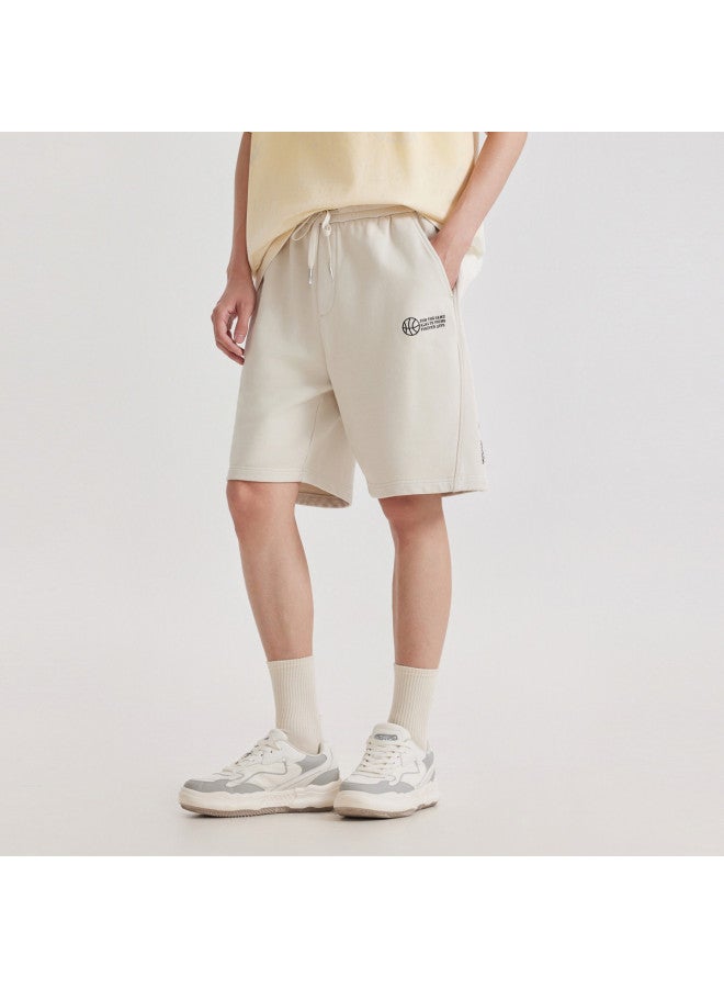 Cabbeen Men's Knitted Shorts Slogan Material Iron-on Patchwork Style Summer Shorts - Image 4