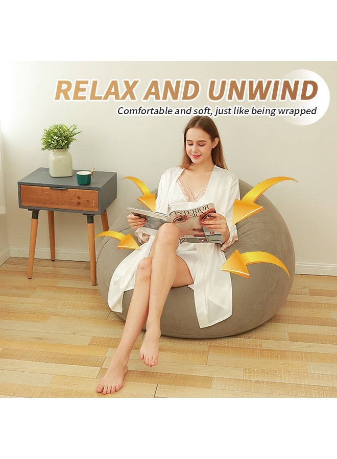 Generic Inflatable Bean Bag Chair Cover No Filling Lazy Sofa Cover Washable Sofa Chair Portable Folding Home Decor Accessories Suitable For Living Room Bedroom Balcony Camping  - Image 4