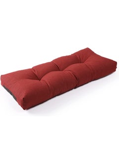ATOOTFUSION ATOOTFUSION Soft Thick Jute Fabric Bench Cushion Non Slip Tufted Cotton Filled Garden Bench Cushion Fade Shield Water Resistant Durable Thicken OutdoorIndoor Bench Seat Pads 48x18x4 inch Maroon  - Image 1