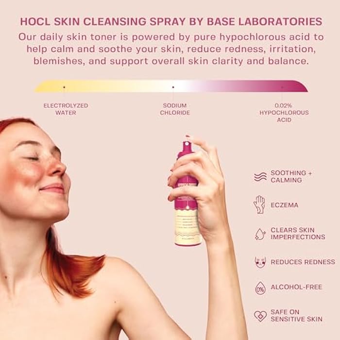 BASE LABORATORIES Hypochlorous Acid Spray for Face & Skin | 8 oz | Facial Spray Daily Skin Repair Solution for Sensitive Skin, Redness, Irritations, Eczema, Acne. Hypochlrous HOCL Molecule Spray - Image 3