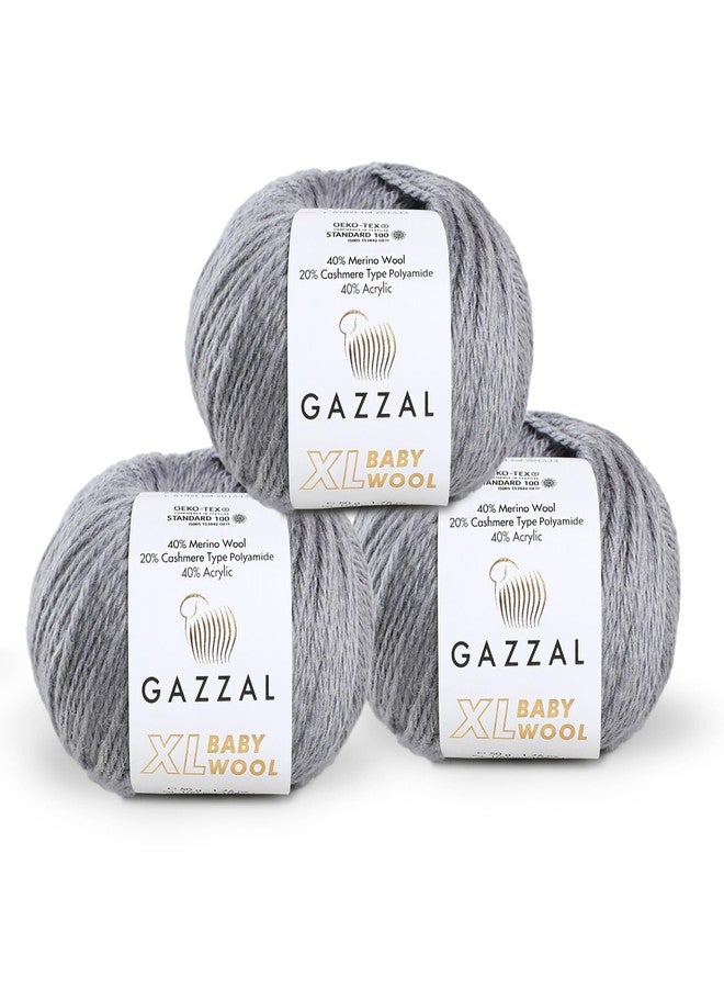 غزال عبوة من 3 كرات من خيوط غزال بيبي وول XL، الوزن الإجمالي 5.28 أونصة / 328 ياردة، وزن كل كرة 1.76 أونصة (50 غرام) / 109 ياردة (100 متر)، خيوط فائقة النعومة، متوسطة السماكة، 40% صوف ميرينو لانا، 20% كشمير، نوع البولياميد، رمادي-818 - Image 1