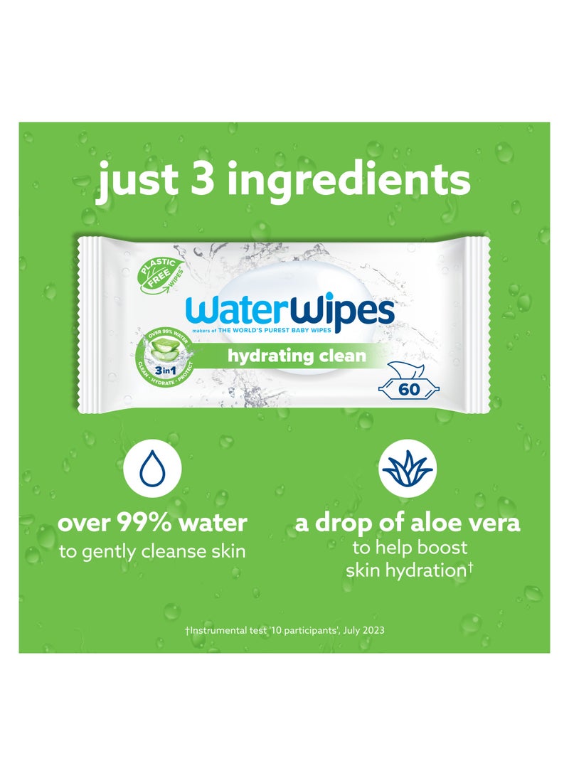 WaterWipes Hydrating Clean Baby Wipes with 99% Water & Aloe Vera Extract - Image 2