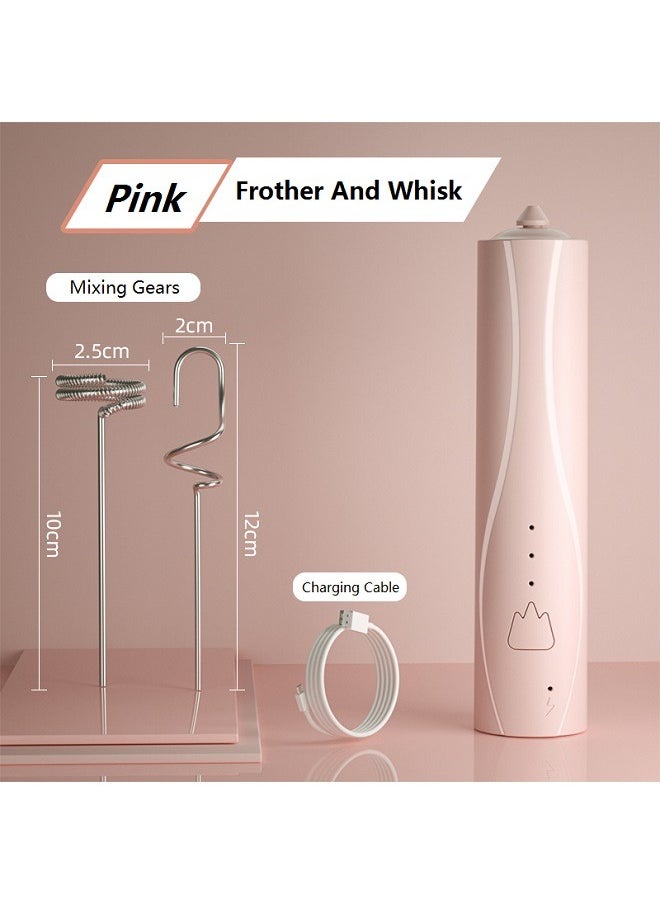 Generic 2-Piece Electric Milk Frother And Whisk Set Multicolour 