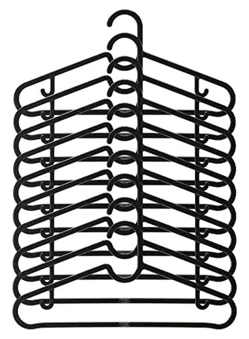 Generic Plastic Clothes Hangers – 10 Pcs, Black | Slim Non-Slip Hangers with Bottom Trouser Bar, Space-Saving Design & Smooth Fabric-Safe Edges - Image 2