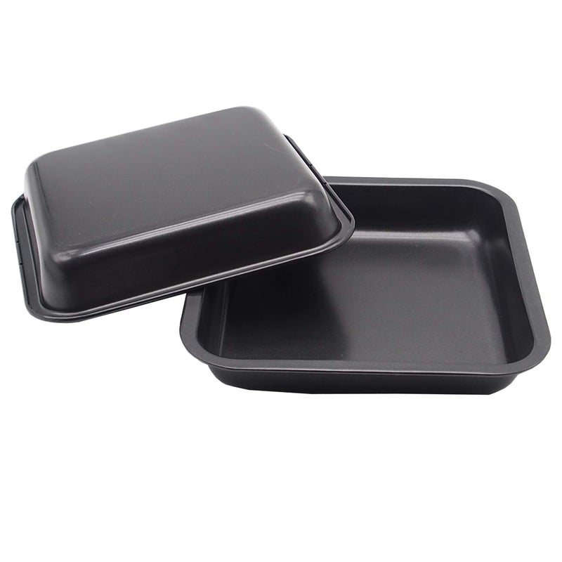 HYTK 2pcs Mini Baking Pans 8 X 8 Inch Inner 75 X 75 Square Cake Pan Bread Pan Nonstick Heavy Carbon Steel Bakeware