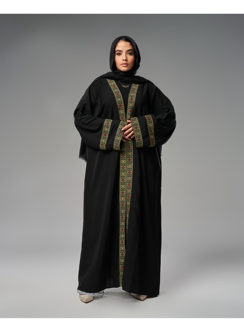 Lavezzi Abaya - | Elegant Embroidered Modest Cardigan for Women | Lightweight Kaftan, Flowy Fabric | Perfect for Special Occasions, Ramadan & Eid - Black - Image 1