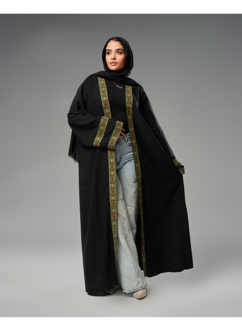 Lavezzi Abaya - | Elegant Embroidered Modest Cardigan for Women | Lightweight Kaftan, Flowy Fabric | Perfect for Special Occasions, Ramadan & Eid - Black - Image 2