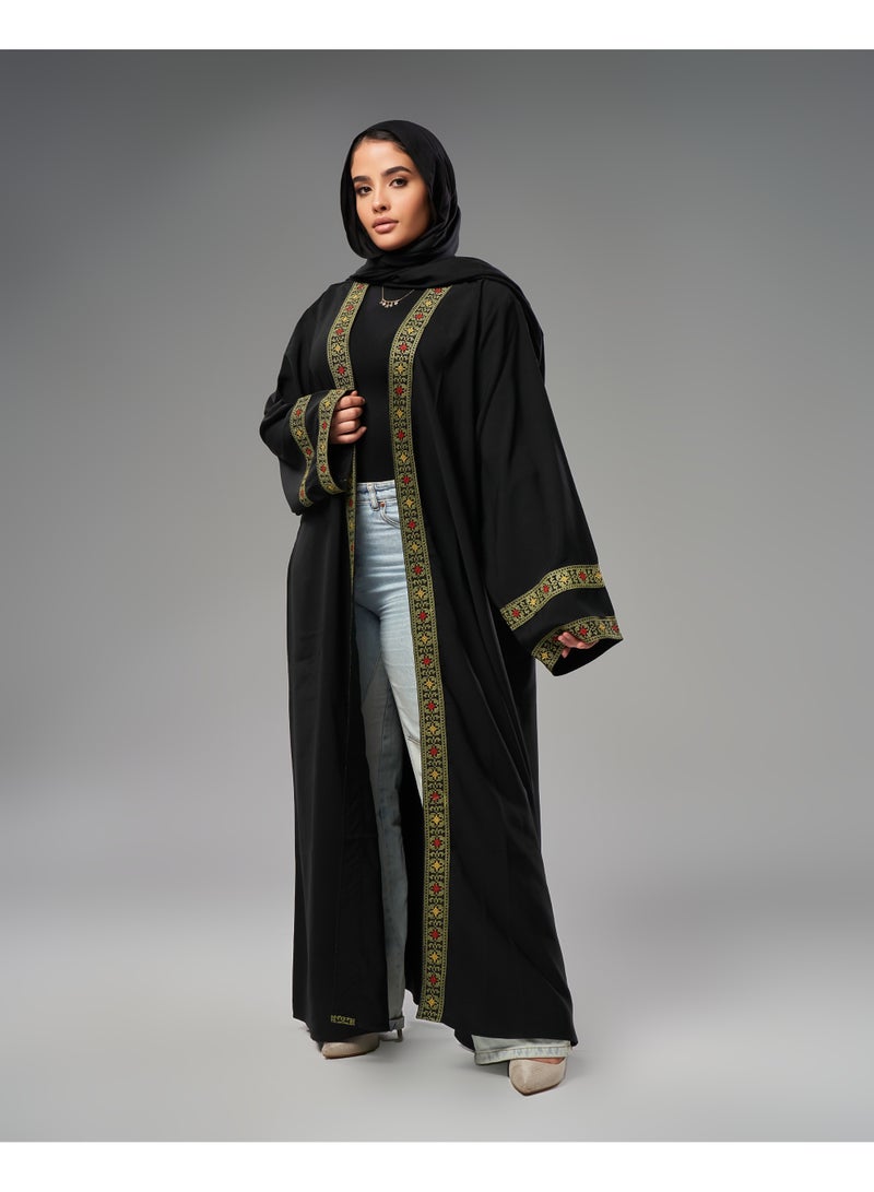 Lavezzi Abaya - | Elegant Embroidered Modest Cardigan for Women | Lightweight Kaftan, Flowy Fabric | Perfect for Special Occasions, Ramadan & Eid - Black - Image 3