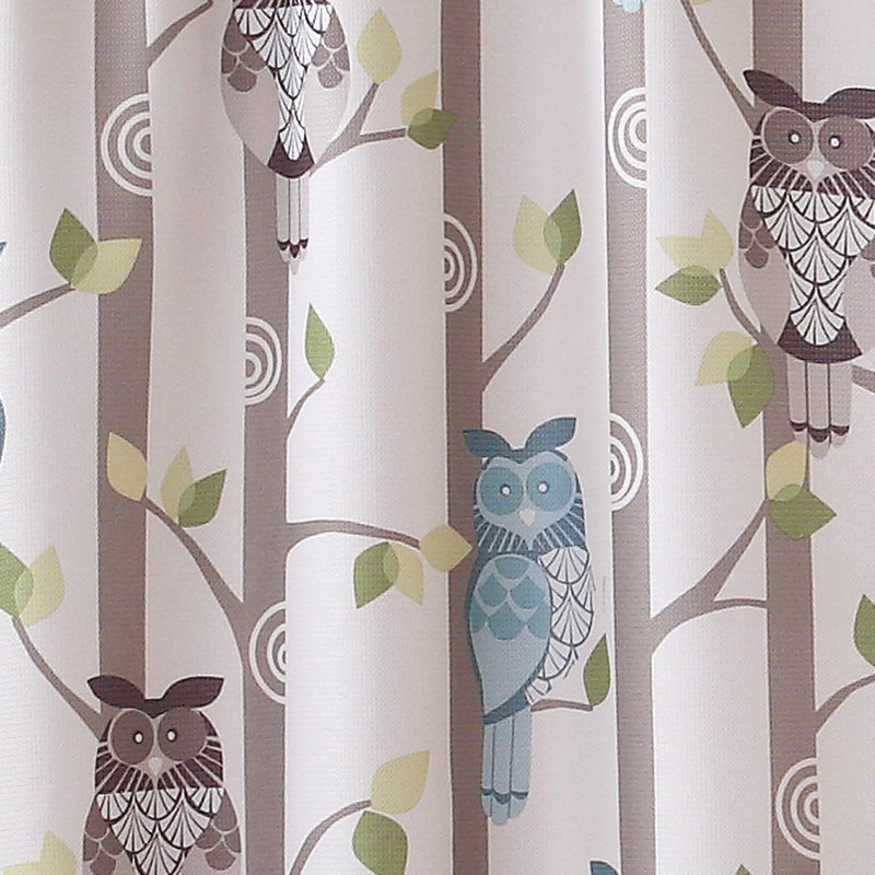 No. 918 No. 918 Hoot Owl Print Semi-Sheer Rod Pocket Kitchen Curtain Tier Pair  56"" x 36""  Mocha  - Image 4